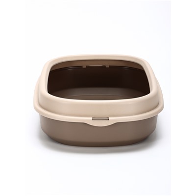 Лоток для кошек Фур-Мур 48×35,5 см с  бортом + совок,Soft-touch, капучино