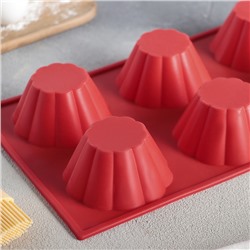 Форма для выпечки Доляна «Сладости. Пудинг», силикон, 29.5×17.5 см, 6 ячеек (7.7×4 см), сиреневая