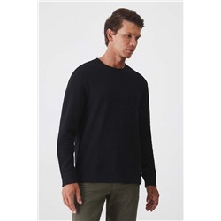 Longsleeve męski prążkowany kolor czarny