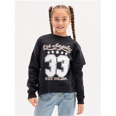 Свитшот "33" детский девочка графит