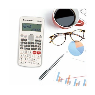 Калькулятор инженерный двухстрочный BRAUBERG SC-880-N 417 функций, 10+2 разр, батарея, БЕЛЫЙ, 250526