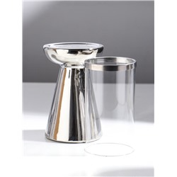 Подсвечник на 1 свечу «Гладь», керамика, стекло, d=8 см, серебро, 10×10×29.5 см