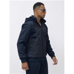 Спортивный костюм мужской зимний с начесом темно-синего цвета 7335_1TS