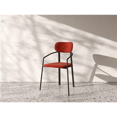 Стул Ror, Round, велюр, черный/темно-красный