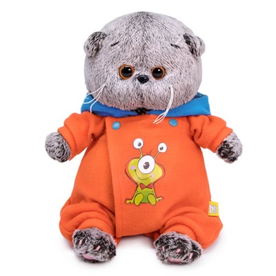 Мягкая игрушка "Кот Басик BABY в комбинезоне с монстриком" (20 см)