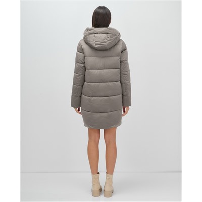 Куртка зимняя женская классическая с капюшоном серого цвета 7671Sr