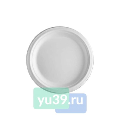 Тарелка круглая БИО d=180мм, растительное волокно, цвет белый, 1/50