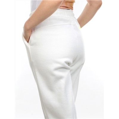 M073 WHITE Брюки спортивные женские на флисе (85% хлопок, 10% полиэстер, 5% спандекс) 7986