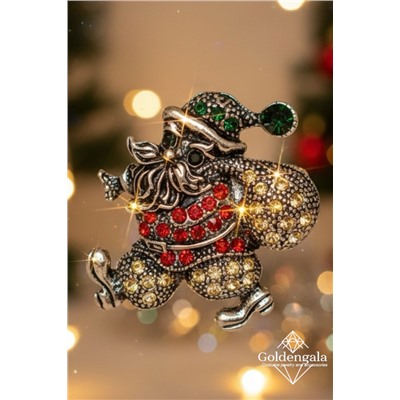 Брошь новогодняя "дед мороз" БР4 модель БРО/23 золото