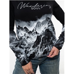 Лонгслив "Горы" женский черный