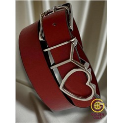 Ремень двусторонний темно-красный из экокожи 2,8х113 см Р26