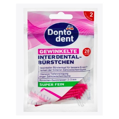 DONTODENT  Interdentalbursten gewinkelt rosa 0,4 mm ISO 2, 28 St Межзубные ёршики extra fein 2-3 mm, 28 шт
