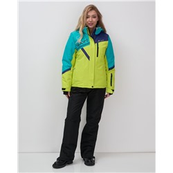 Горнолыжный костюм женский зимний салатового цвета 02392Sl