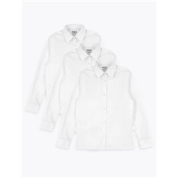 3pk Girls' Longer Length Easy Iron School Shirts (4-18 Yrs)