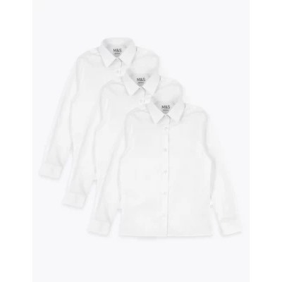 3pk Girls' Longer Length Easy Iron School Shirts (4-18 Yrs)