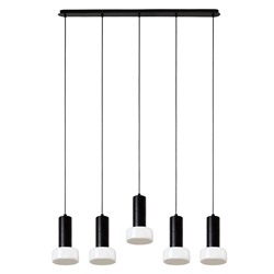 Светильник подвесной каскадный Fungus, Ø15х25 см, 5 плафонов, белый/черный