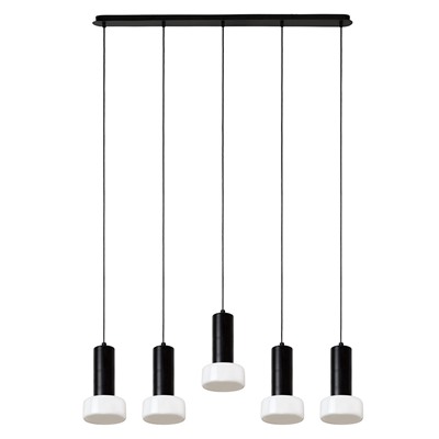 Светильник подвесной каскадный Fungus, Ø15х25 см, 5 плафонов, белый/черный