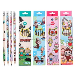 Карандаш чернографитный деревянный "Зубастик" НВ, с ластиком