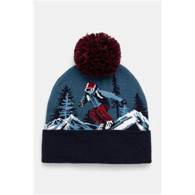 Czapka męska beanie z pomponem kolor multicolor