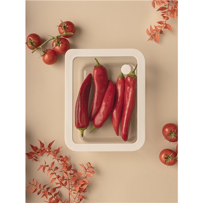 Контейнер для запекания и хранения стеклянный с вакуумным эффектом, 1,4 л, молочный