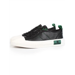 03-0106-1 BLACK/GREEN Полуботинки спортивные мужские (натуральная кожа)