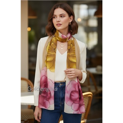 Шарф шифоновый с цветочным рисунком 3D Арт М52/10