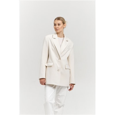 Пальто женское демисезонное 27100 (молочный/рубчик)