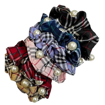 Резинка объемная шелковая с жемчугом ⌀ 9,5 см Р27А тип 1