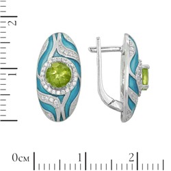 Серьги 'Парадиз' с эмалью, хризолитом и фианитами ТГСК.795ХЛ