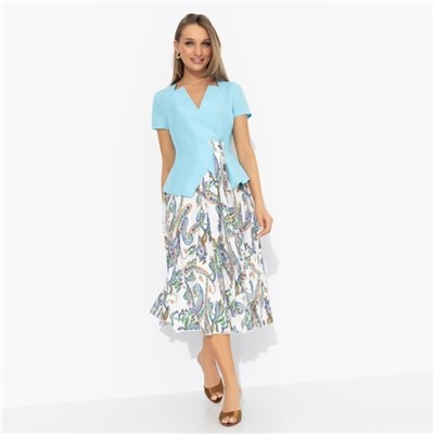 Костюм с юбкой комбинированный, Актуально сегодня (2 в 1, голубой)