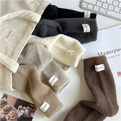 Demi-season velvet colored brand fleece knee socks for pregnant, increased thickness, mid-length, wide color palette