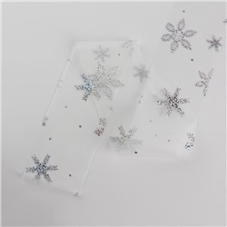 Фатин со снежинками, с голографией, 7.5 см, 9.1±0.5 м, 11±1 г/м², белый №33