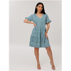 Женское платье Пл-117(К) / Бирюзовый (цветы)