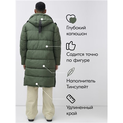 Парка MTFORCE мужская зимняя модная удлиненная спортивная цвета хаки 2416_1Kh