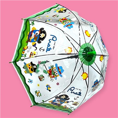 Зонт-трость детский прозрачный с рисунком полуавтомат Арт 603/2
