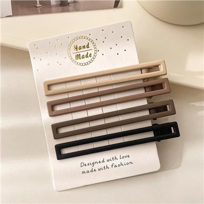 Металлические заколки-зажимы для волос с матовым покрытием 4 шт. ПРЯМОУГОЛЬНЫЕ