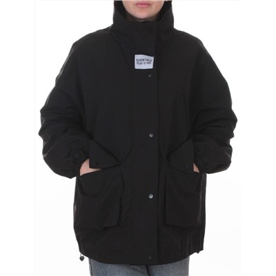 3089 BLACK Куртка демисезонная женская (100 гр. холлофайбер)