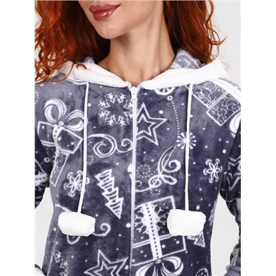 Халат Снежок снежинки серый ИвК