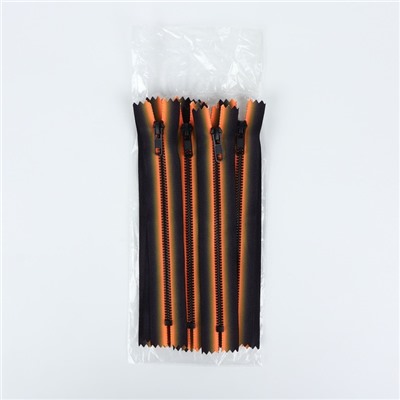 Молния «Трактор», №5, неразъёмная, замок автомат, 18 см, оранжевая, чёрная