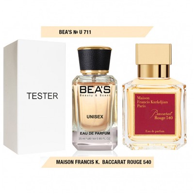 Tester Beas U711 Mаisоn Frаnсis Kurkdjian Baccarat Rouge 540 edp 25 ml, Парфюм унисекс Beas U711 создан по мотивам аромата Mаisоn Frаnсis Kurkdjian Baccarat Rouge 540
