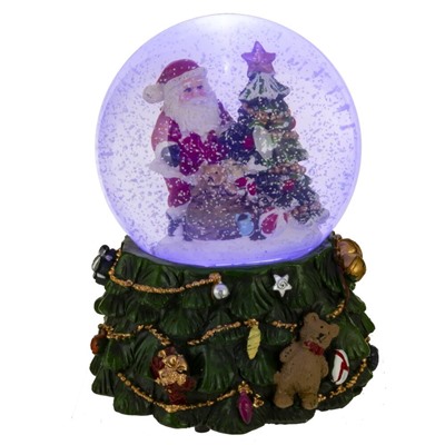 GAEM Фигурка декор в стекл шаре "Дед Мороз" ( подсв, муз, вьюга, AAAх3 н/п), D 10 см, L11 W11 H15 см