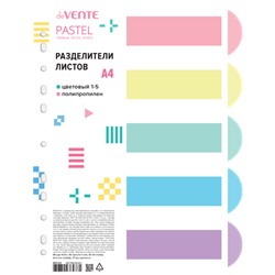 Разделитель листов A4  "deVENTE. Pastel" полипропилен 140мкм цветовой 5шт 3051312/24/Китай