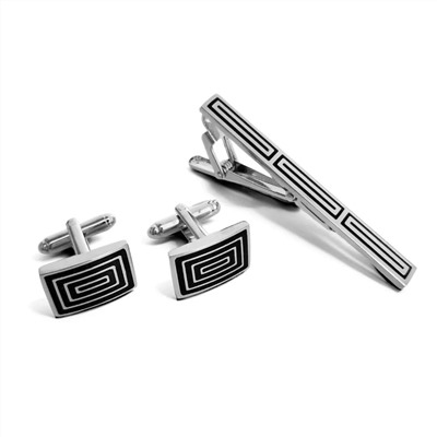 Набор запонок и зажима для галстука в футляре