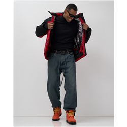 Горнолыжная куртка мужская зимняя красного цвета 7612Kr