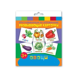 Игры развивающие на запоминание "Развивающие карточки для детей" арт. 47688 ОВОЩИ /110х110 мм, блок - мелованный картон 250 г/м2, полноцветная печать, обл - мелованная бумага 130 г/м², 12 картонных карточек, правила игры на обложке/