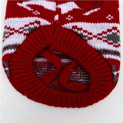 Свитер «Бегущие олени», L (ДС 29, ОШ 29, ОГ 29-49 см), бордовый