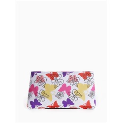 Косметичка-пенал на молнии, плоская, с ярким принтом, белая/разноцветная