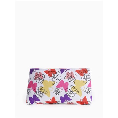 Косметичка-пенал на молнии, плоская, с ярким принтом, белая/разноцветная
