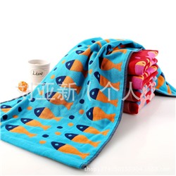 Zhiyang towel color knitted jacquard three-layer gauze small fish face towel adult face towel wholesale skin-friendly and soft hair