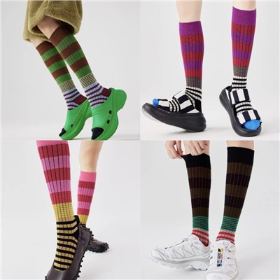 Retro fashionable sports socks for men and women, gradient, internet celebrity